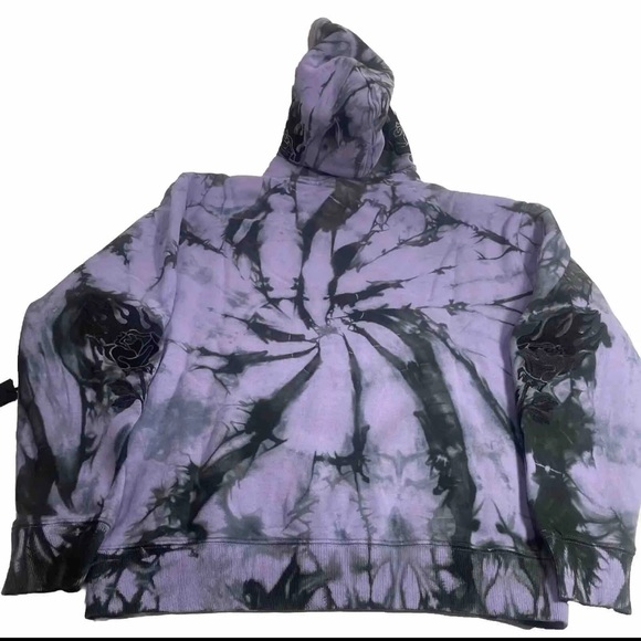 BNWT CIVIL REGIME BLACK ROSE HOODIE LAVENDER DREAM WASH LRG MENS UNISEX HOODIE - Picture 2 of 16